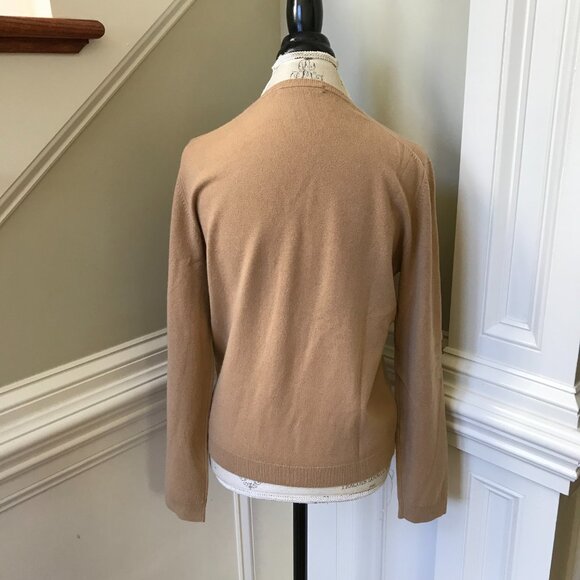 Neiman Marcus Cashmere Sweater Womens Large Brown Tan Crew Neck Long Sleeve Knit - Picture 10 of 11